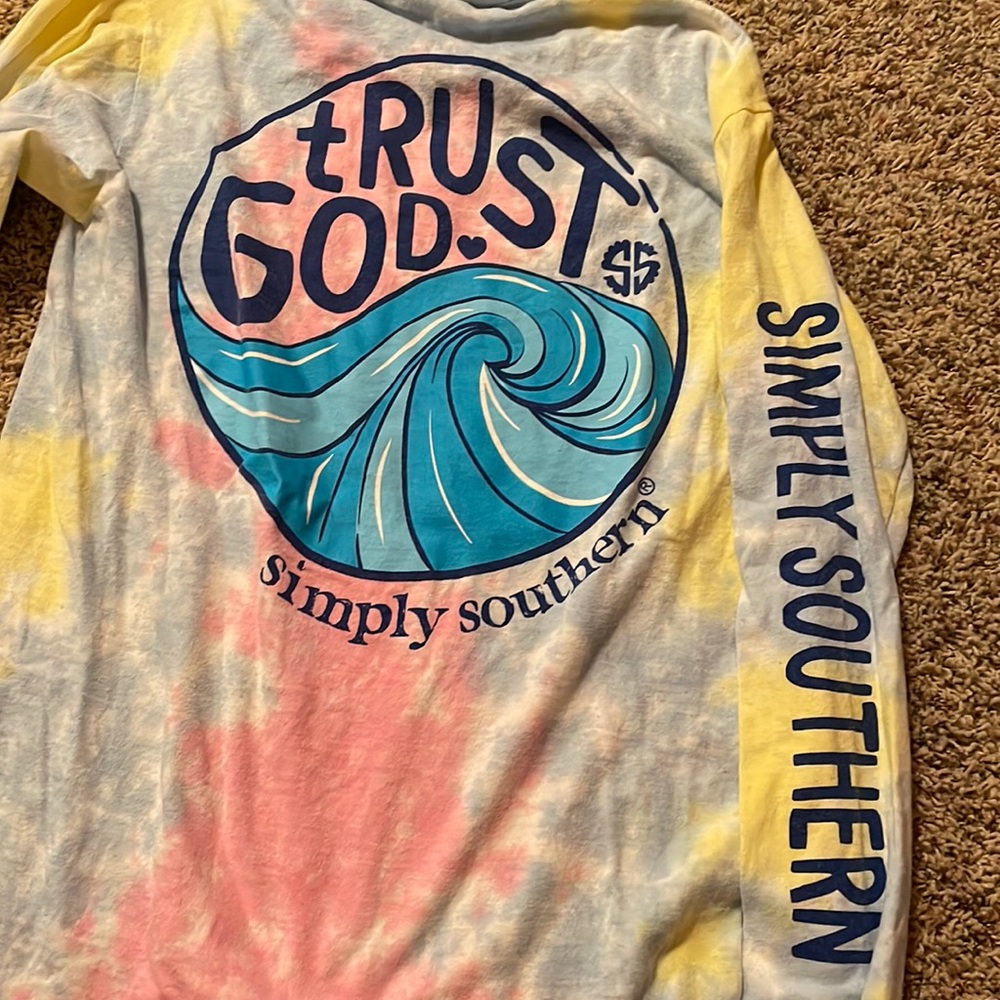 Simply southern collection tie dye trust God long sleeve tee size small